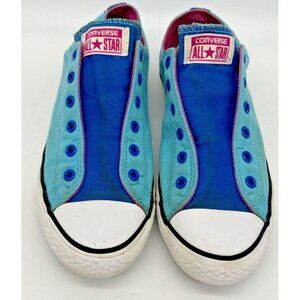 Converse All Star Slip On Womens Size 6 Teal Canvas Laceless Shoes Sneakers